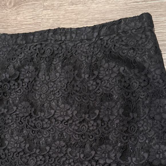 J.Crew Black Lace Pencil Skirt 6 Whimsigoth Office Workwear Modest Elegant - Picture 4 of 8